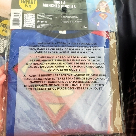 NWT DC Supergirl Halloween Costume Long Sleeve Top Ages 8-10 Girl Child NEW - Picture 2 of 4